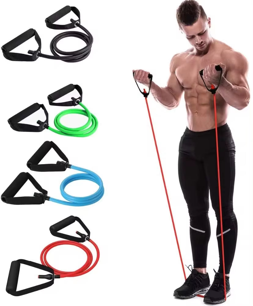 5 Levels Resistance Hot Yoga Pull Rope Bands Handles Elastic Sports Bo ...